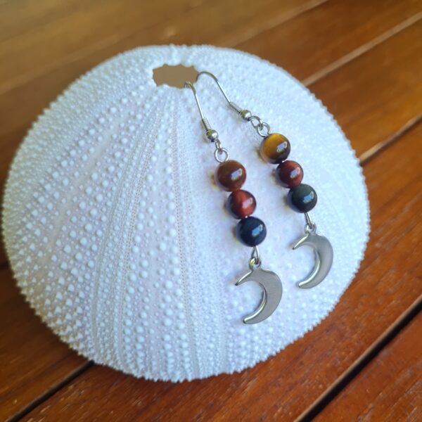 Boucles d'oreilles Lune triple protection