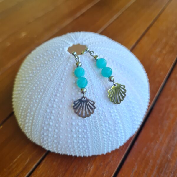 Boucles d'oreilles Coquillage Amazonite – Image 2