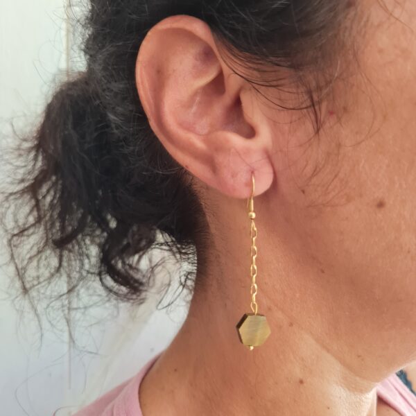 Boucles d'oreilles dorées Oeil de tigre