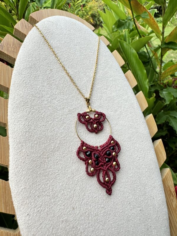 Collier tissé Spinelle noir protection – Image 2