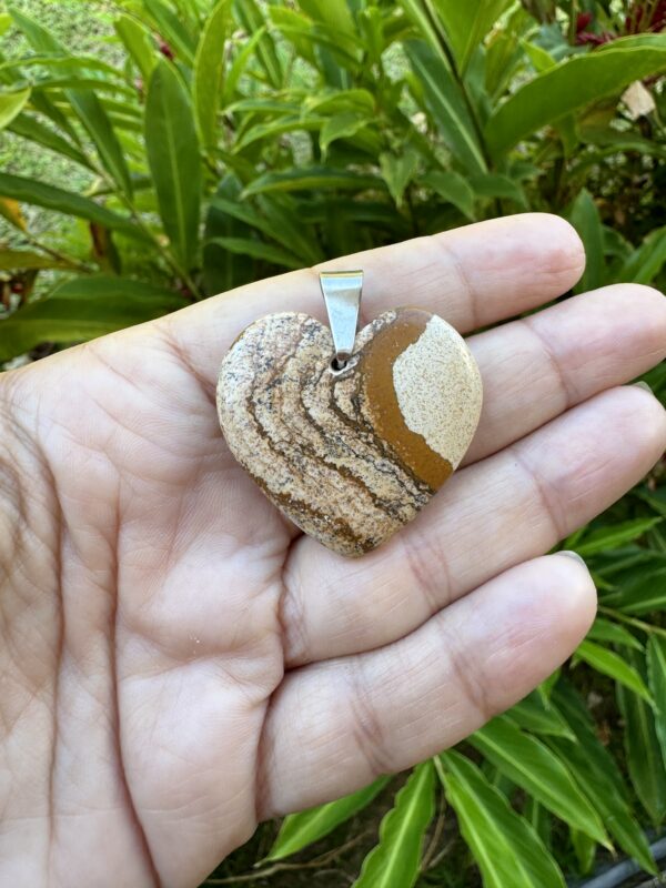 Pendentif coeur Jaspe paysage