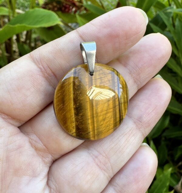 Pendentif Oeil de tigre rond AAA