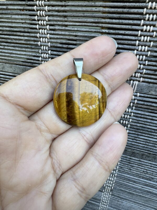 Pendentif Oeil de tigre rond AAA – Image 3