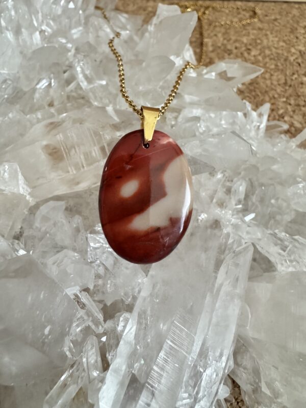 Pendentif doré Jaspe mokaïte AA – Image 3