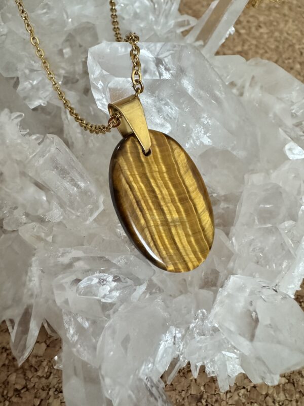 Pendentif doré Oeil de tigre