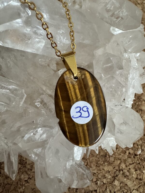 Pendentif doré Oeil de tigre – Image 3
