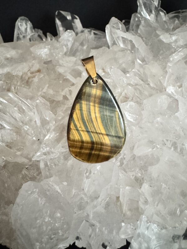 Pendentif doré Oeil de tigre AAA – Image 3