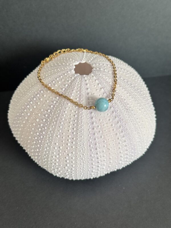 Bracelet réglable doré Larimar AAA – Image 3