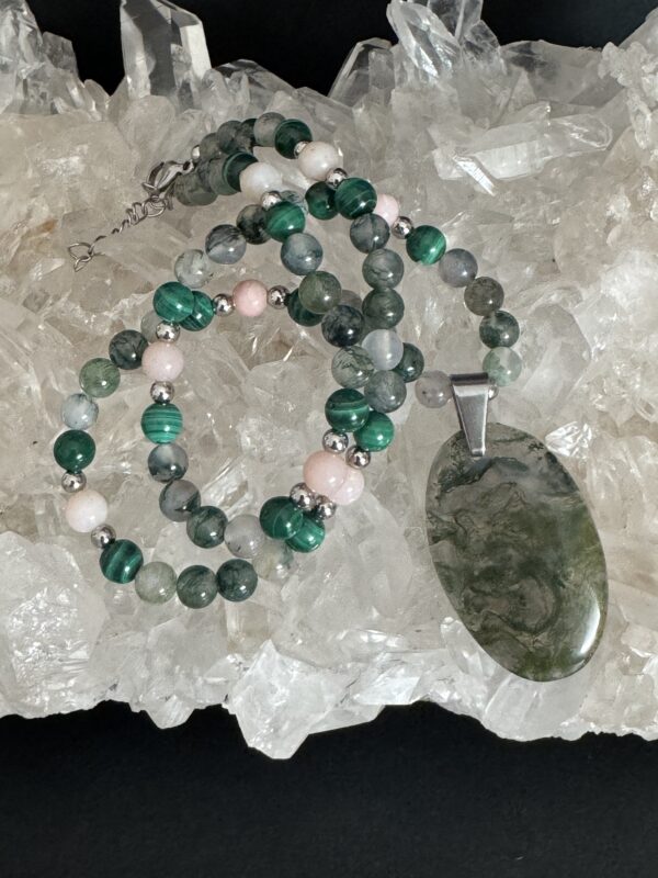 Collier énergétique unique Agate mousse AAA – Image 3